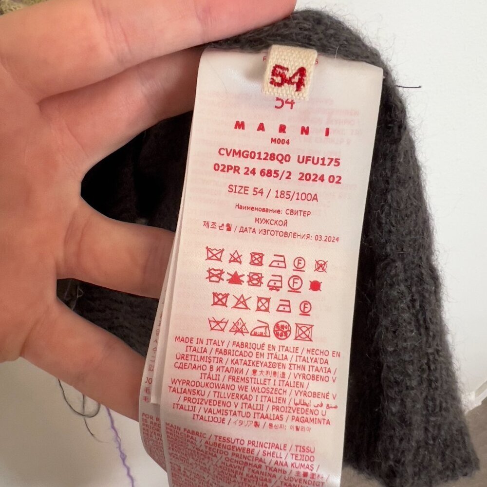 497 Nwt Marni Argyle-pattern V-neck wool-blend jumper Size 54 Color Grey Yellow - Picture 8 of 12